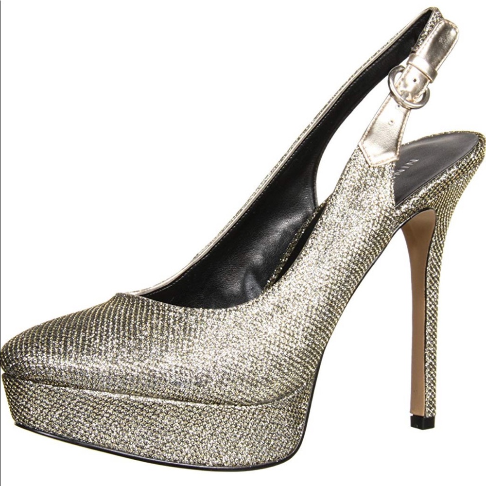 Nine West Platform sling backs- sliver
